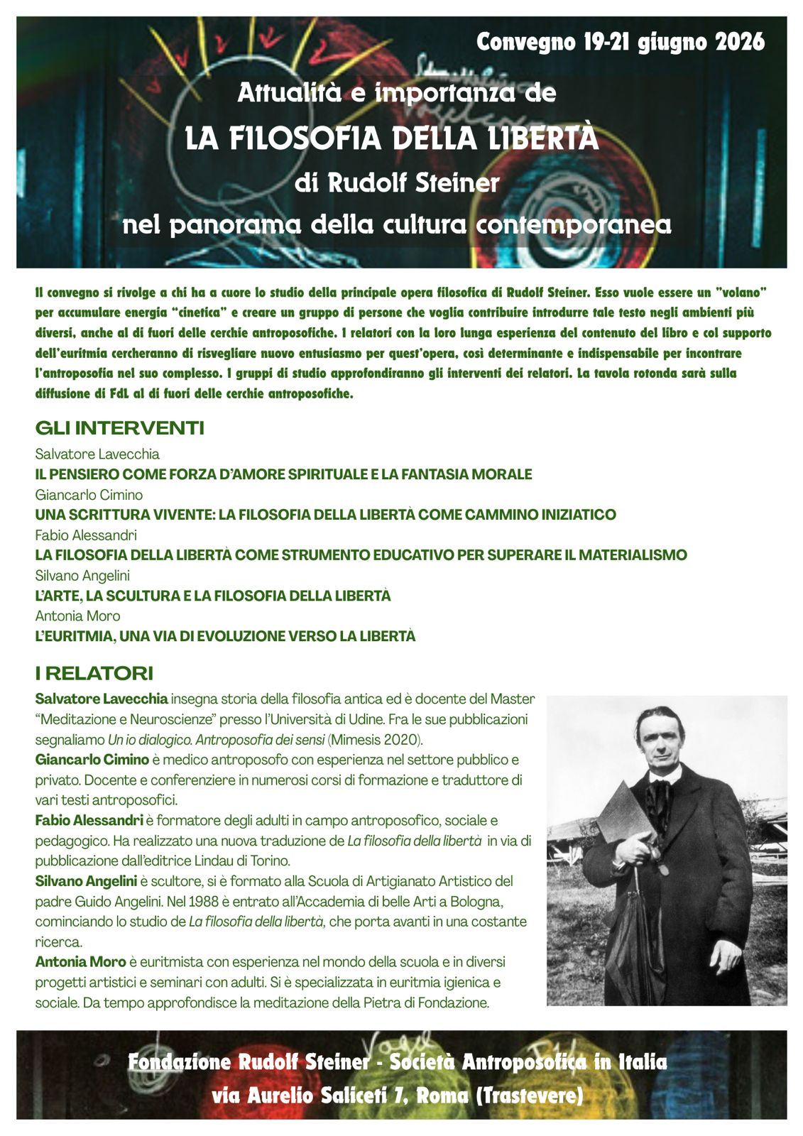 Convegno su Filosofia della Libertà di Rudolf Steiner