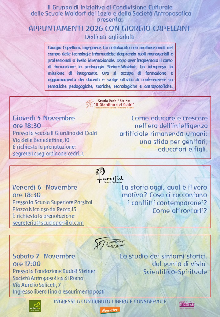 Eventi dedicati agli adulti  5-7 novembre 2026 - Con Giorgio Capellani
